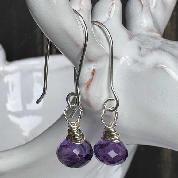 Amethyst Onion Drop Earrings 925SS - Picture 1 of 5